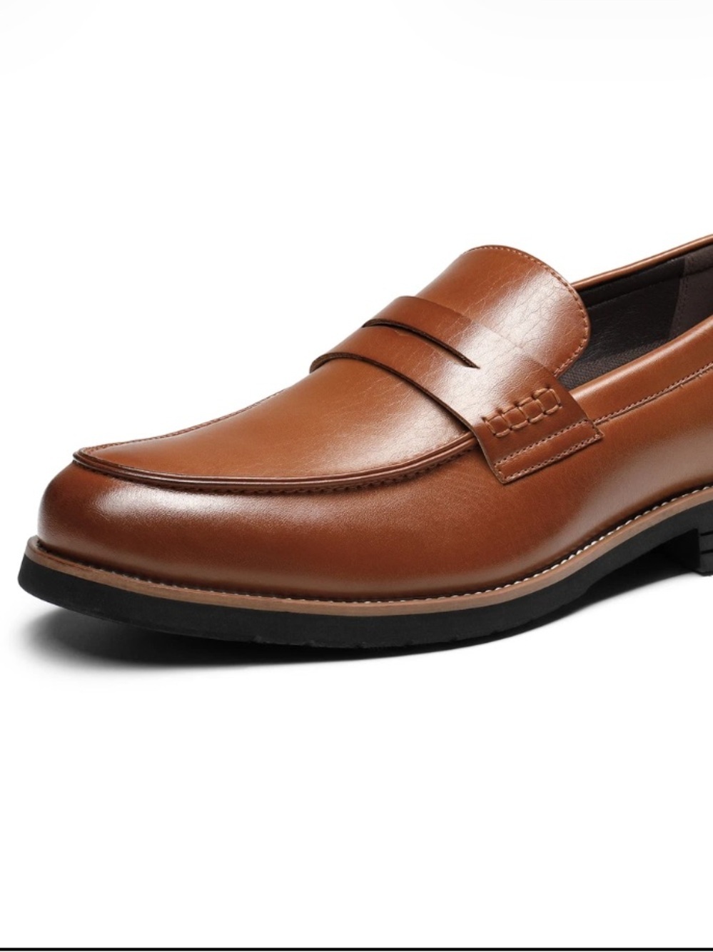 Bruno Marc Men's Brown Leather Penny Loafers - Slip-On Dress Shoes - Picture 5 of 6